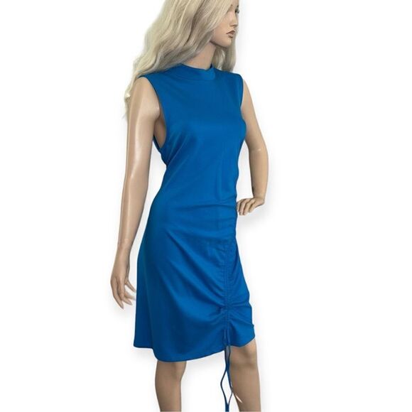 Halogen Ruched Mock Neck Minidress in Teal Blue Size XL NEW - Picture 3 of 15